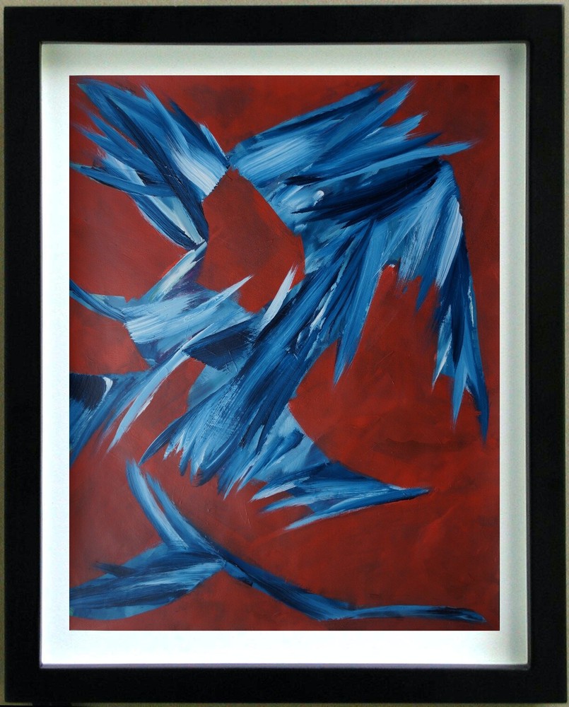 Acrylic Painting Abstract Composition Signed TEMPE (20th)