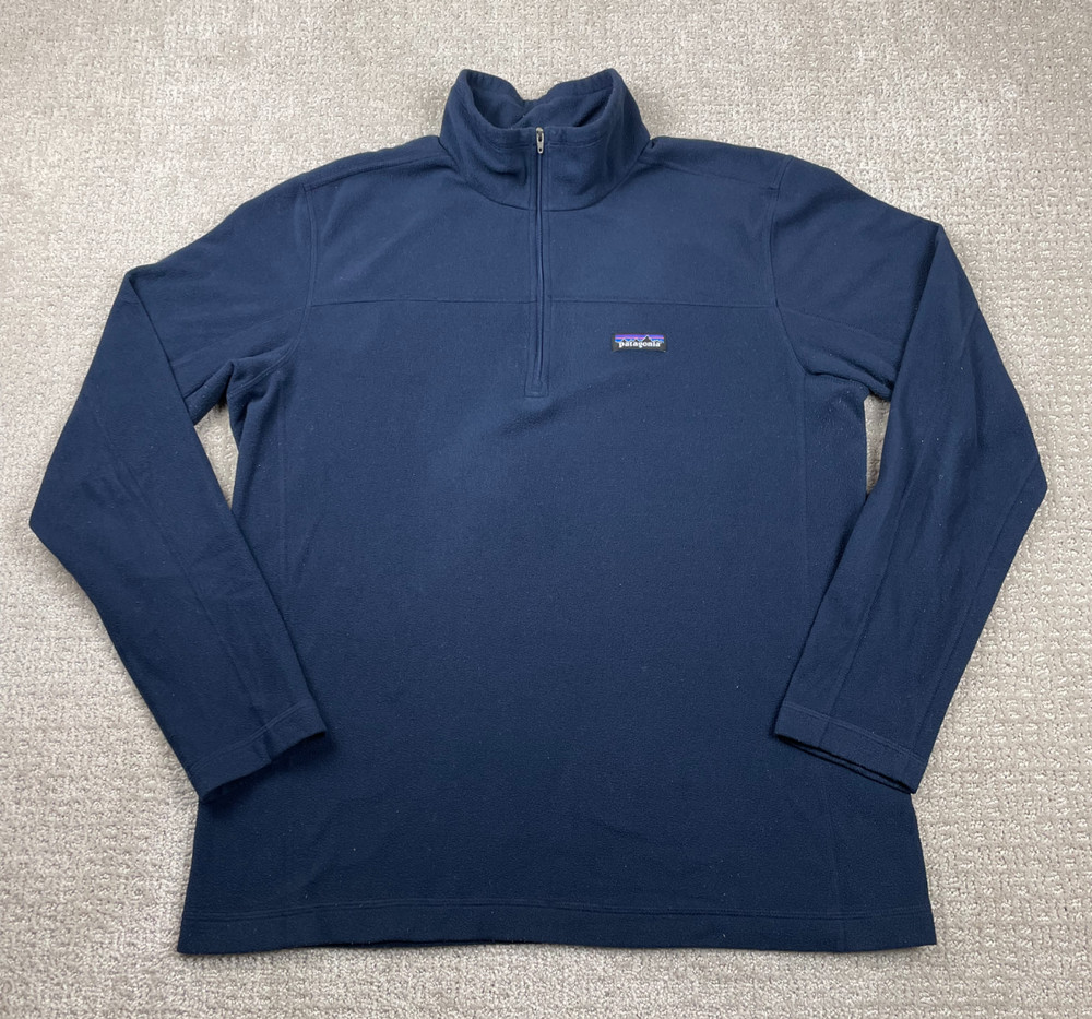 Patagonia Jacket Mens L Blue Micro D Fleece 1/4 Zip Pullover Layer Hiking 26176
