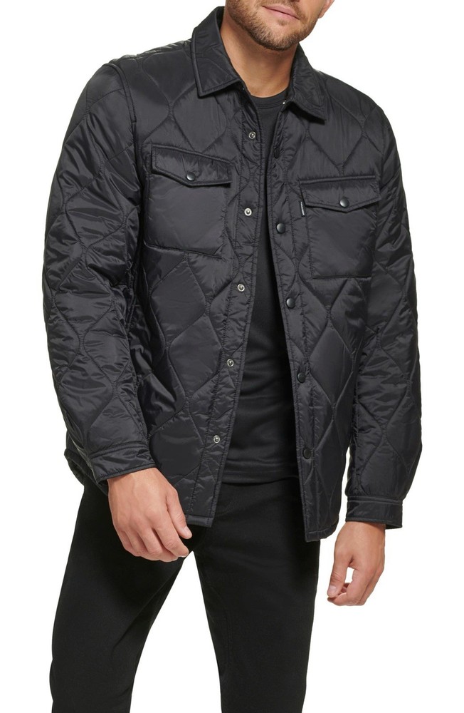 NWT Calvin Klein Men’s Black Water Resistant Quilted Shirt Jacket Size M