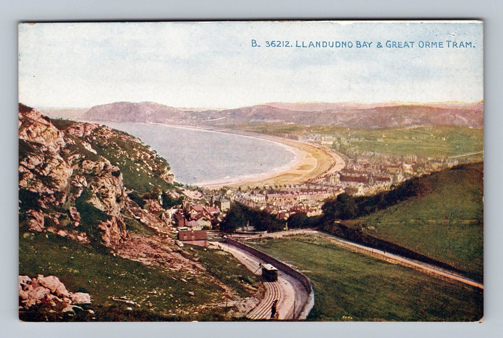 United Kingdom Llandudno Bay & Great Orme Tram Postal Old View Vintage Postcard