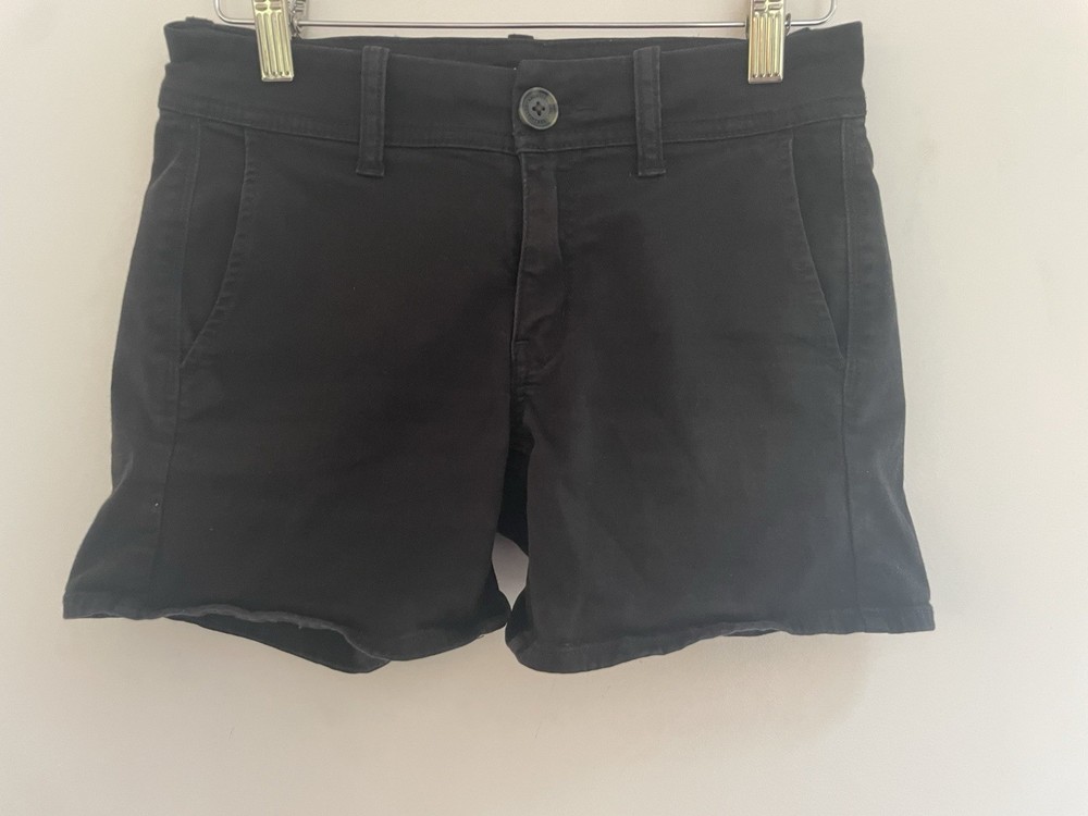 American Eagle Womens Solid Black Super Stretch Soft Cotton Blend Midi Shorts 00