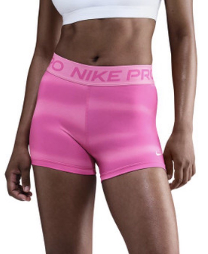 NWT Nike Women's M Pro 3'' Athletic Shorts Mid Rise IH7636 675 Pink Striped New