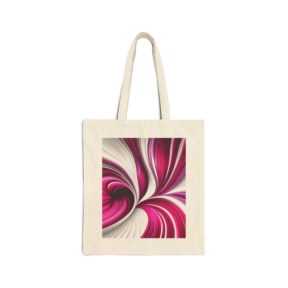 Pink Magenta and White Swirl Cotton Canvas Tote Bag with 5 Gift Options