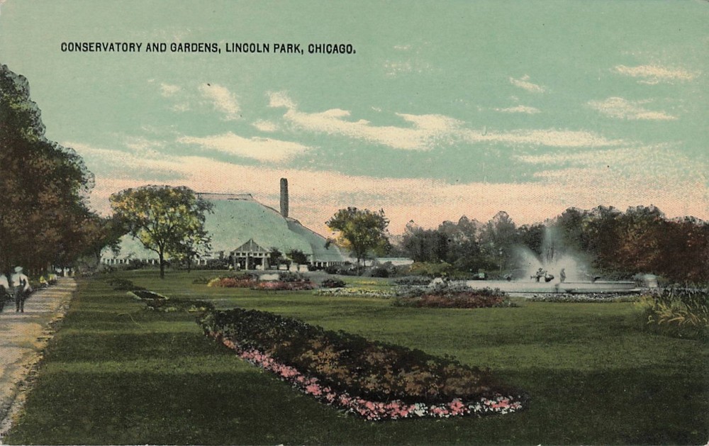 1910s Conservatory and Gardens, Lincoln Park, Chicago, Illinois Postcard