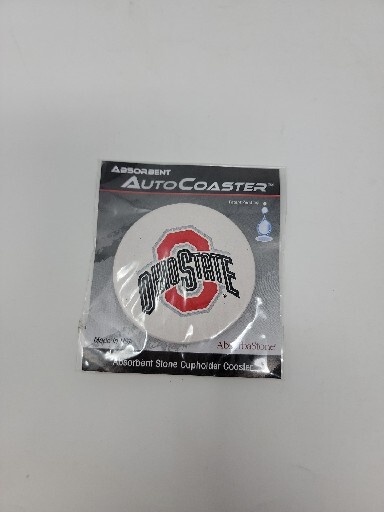 Ohio State Buckeyes Ceramic Car Coaster Absorbs Spills with Block O Football Design