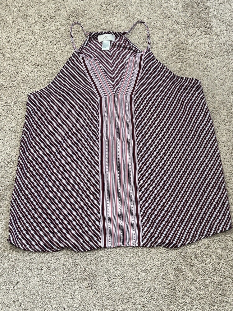 Loft Womens Shirt Size Small Multicolor Striped Classic Dressy Flowy
