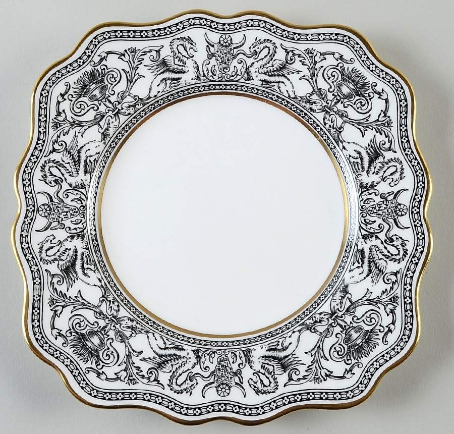 Wedgwood Florentine Black  Square Luncheon Plate 1168135