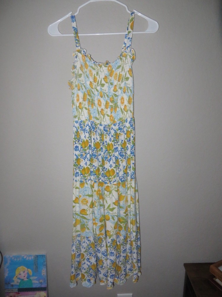 Italian Summer Lemon Print Midi Dress