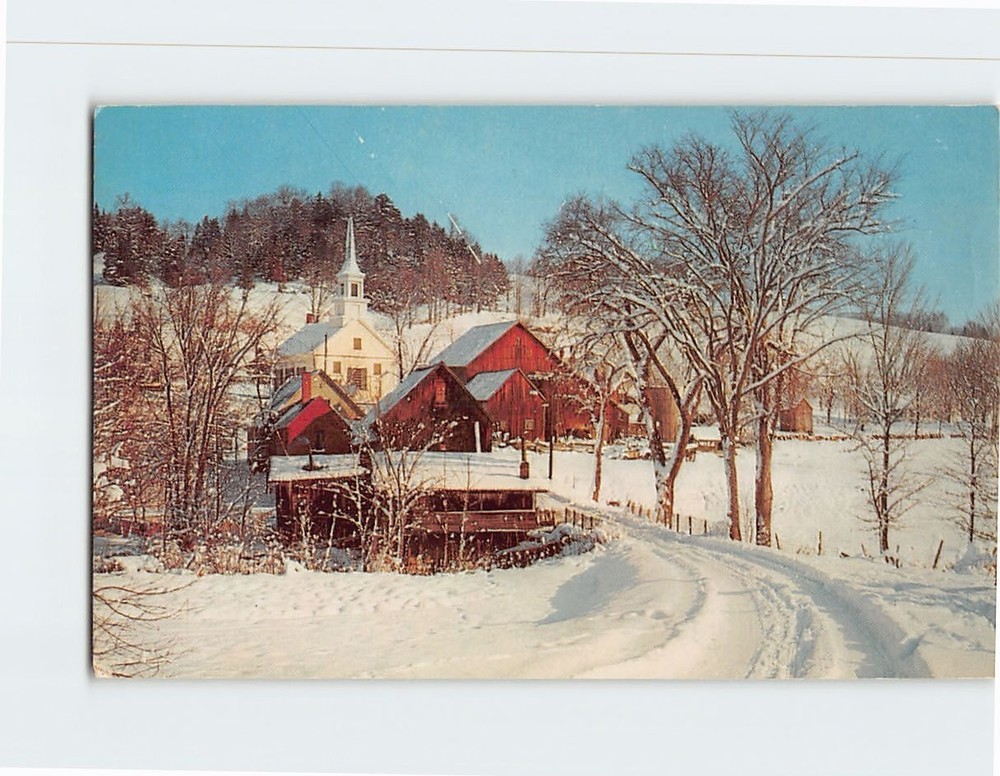 Postcard Village Scene in Winter Vermont USA