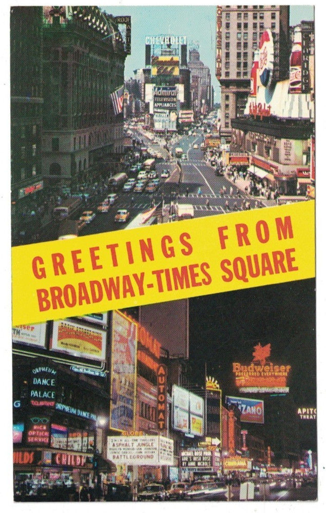 Vintage 1950'S Large Letter Greetings From Times Square New York City Postcard
