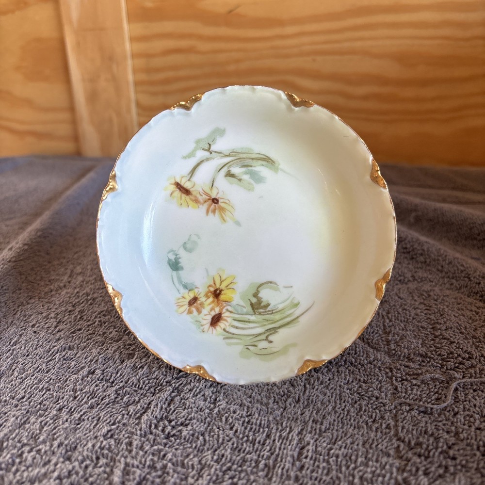 Antique Haviland Limoges Plate Poppies Gold Trim Plate 5” Wide France