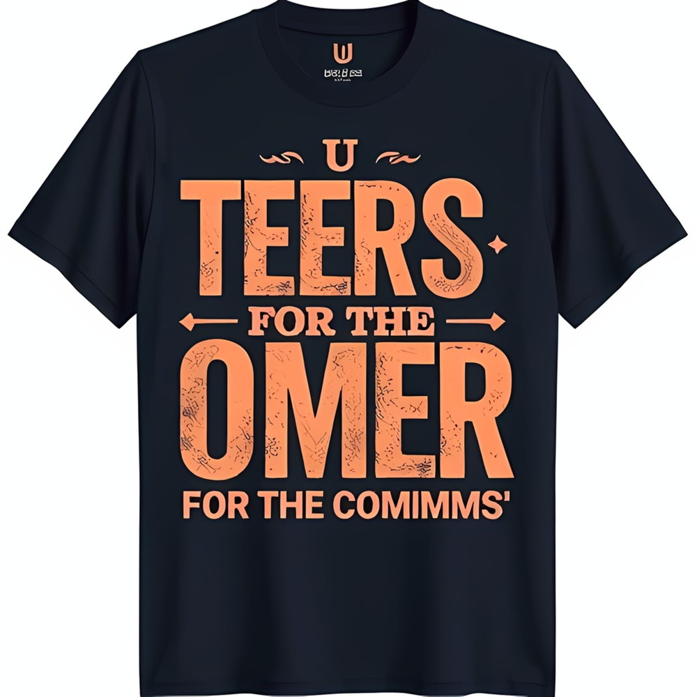 Blue T-Shirt with Bold Hand Painted Graphic