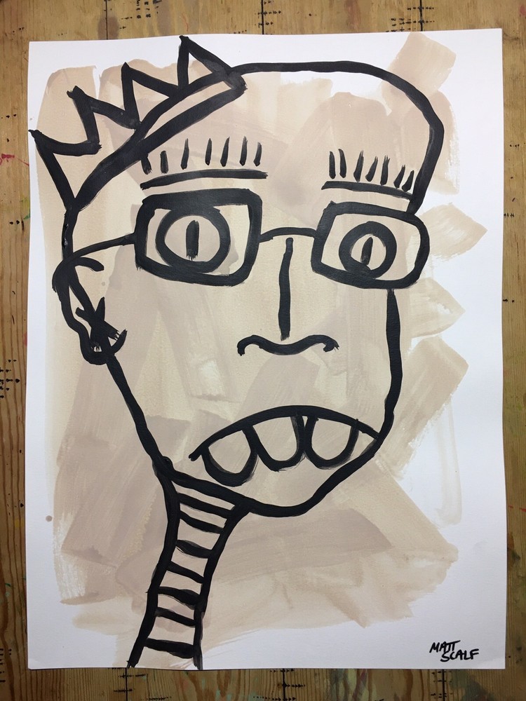 Matt Scalf 18x24 Face Abstract Street Art Graffiti ORIGINAL PAINTING Pop Modern