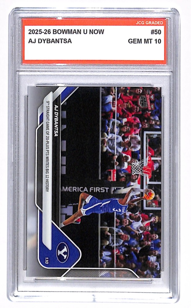 AJ Dybantsa 2025-26 Bowman U Now #50 BYU Graded Gem Mint 10