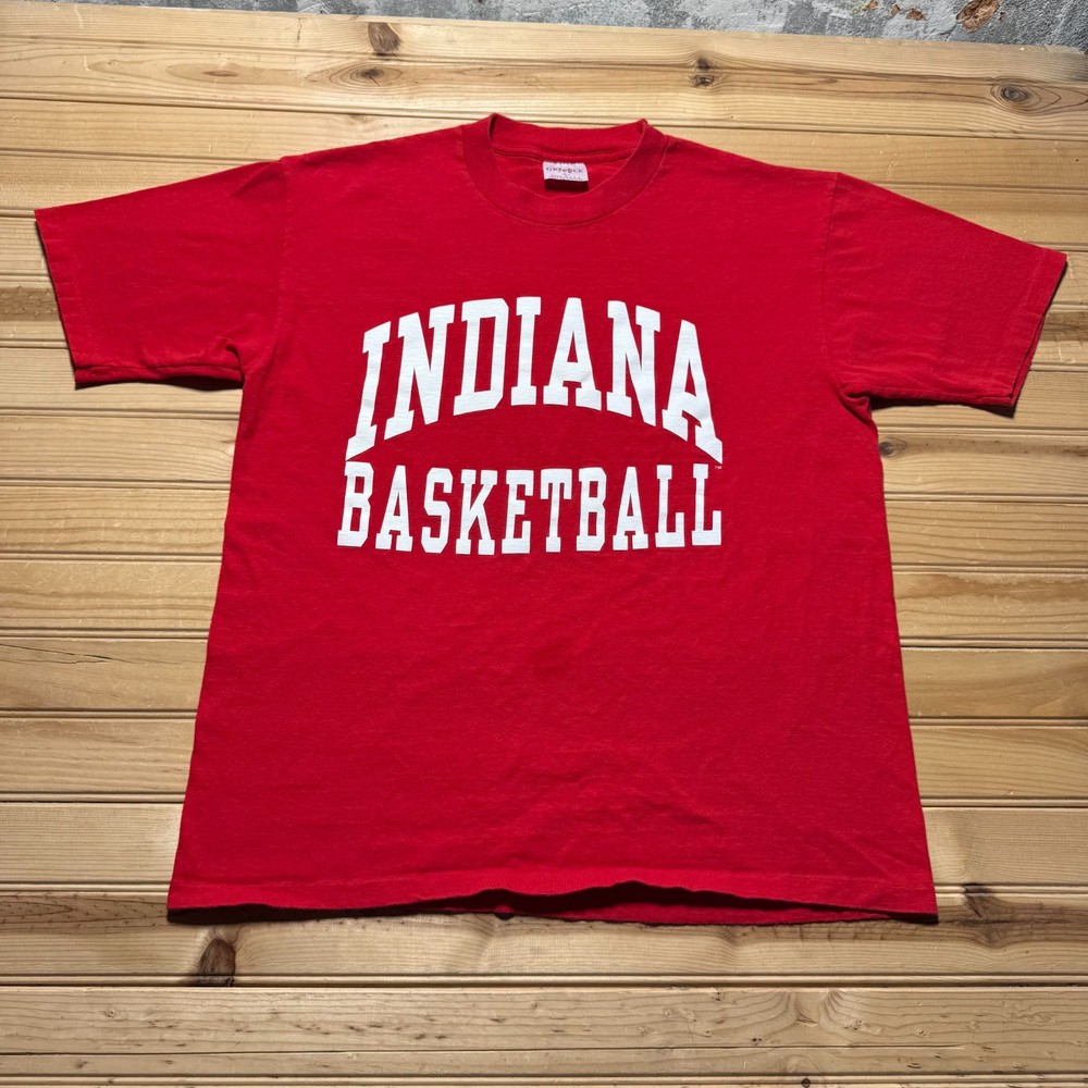 Vintage 90s Indiana Basketball University Hoosiers College T-Shirt USA - Large