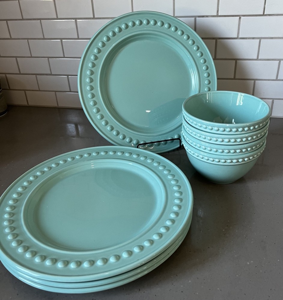 NEW Fapor Portugal DELMAR Robins Egg Blue  Dinner Plates Bowls EUC Sold Per Piec