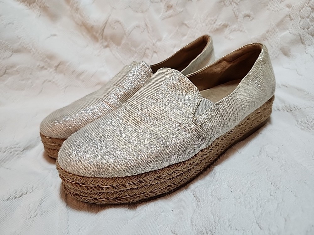 Women's Naturalizer Silver Shimmer Chunky Platform Espadrilles Size 10M