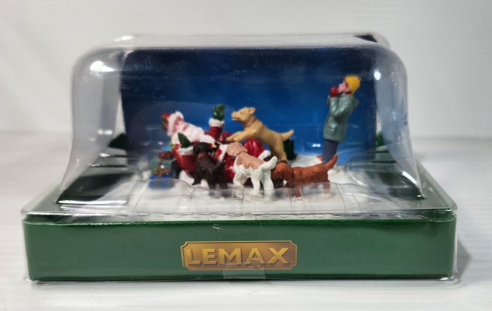 Lemax Christmas Santa Playing with Dogs Tabletop Decoration-image