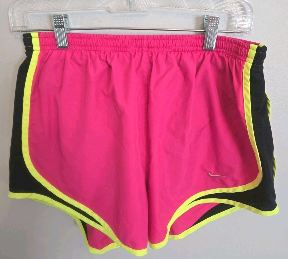 Nike Dri Fit Athletic Shorts Women’s Medium Pink Neon Running Gym Workout...