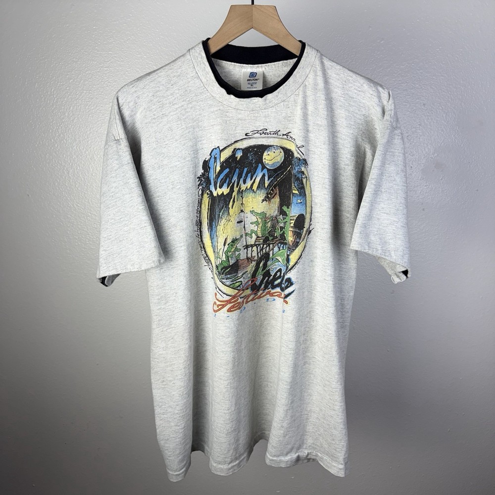 Vintage 90’s Cajun Creole Culture Music Food Festival T Shirt Single Stitch XL