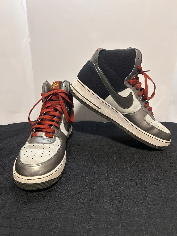 Nike Air Force 1 High Newsprint Pewter Silver Black 315121-022 Mens 12