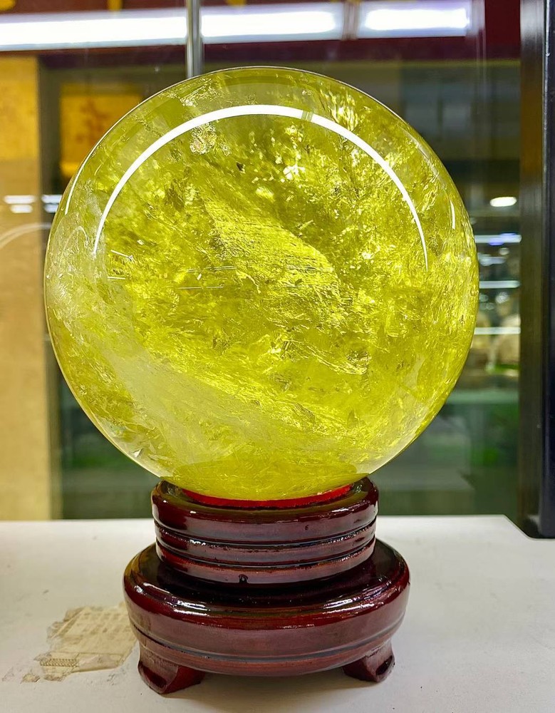 140mm Natural Citrine Sphere Quartz Crystal Ball for Reiki Healing Energy with Included Display Stand