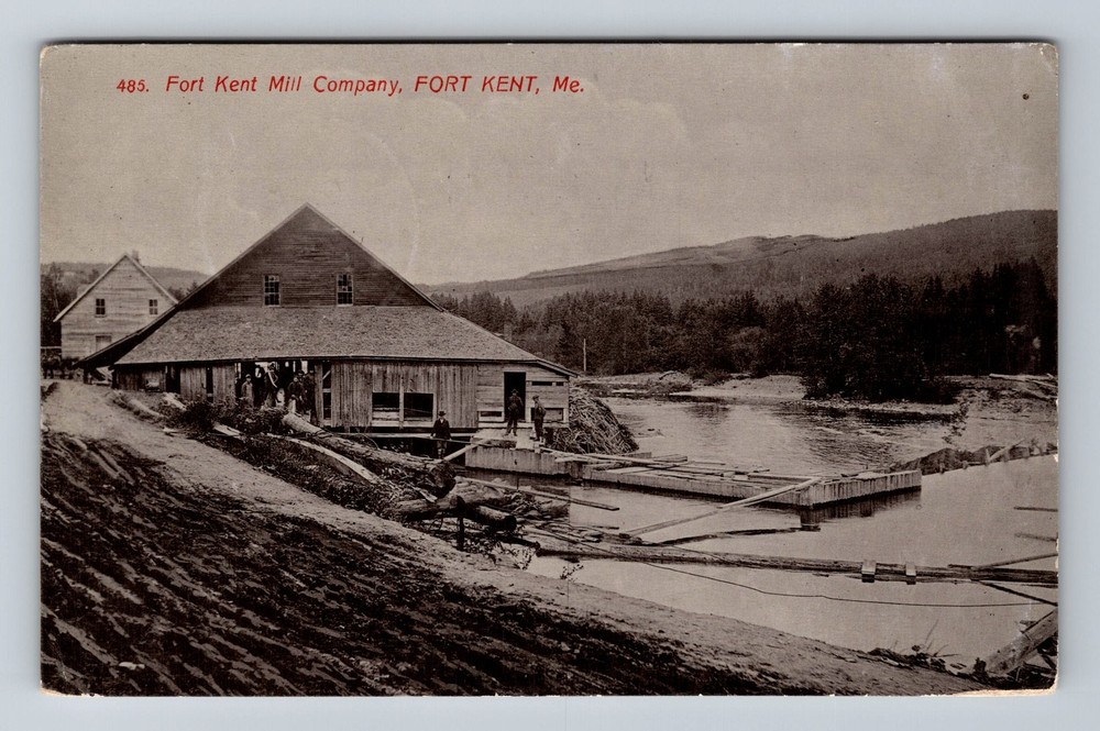Fort Kent, ME-Maine, Fort Kent Mill Company River View, Vintage c1910 Postcard