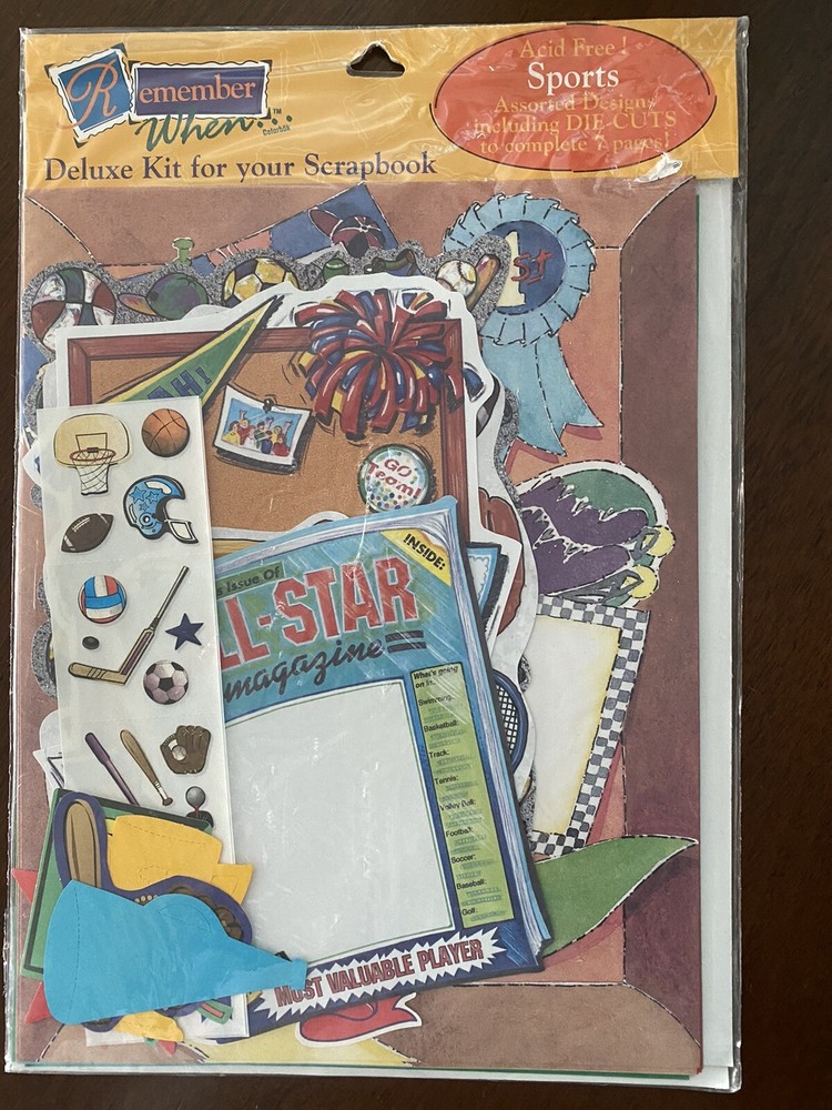 REMEMBER WHEN Colorbok SPORTS DELUXE SCRAPBOOKING KIT NEW IN PACKAGE ACID FREE-image