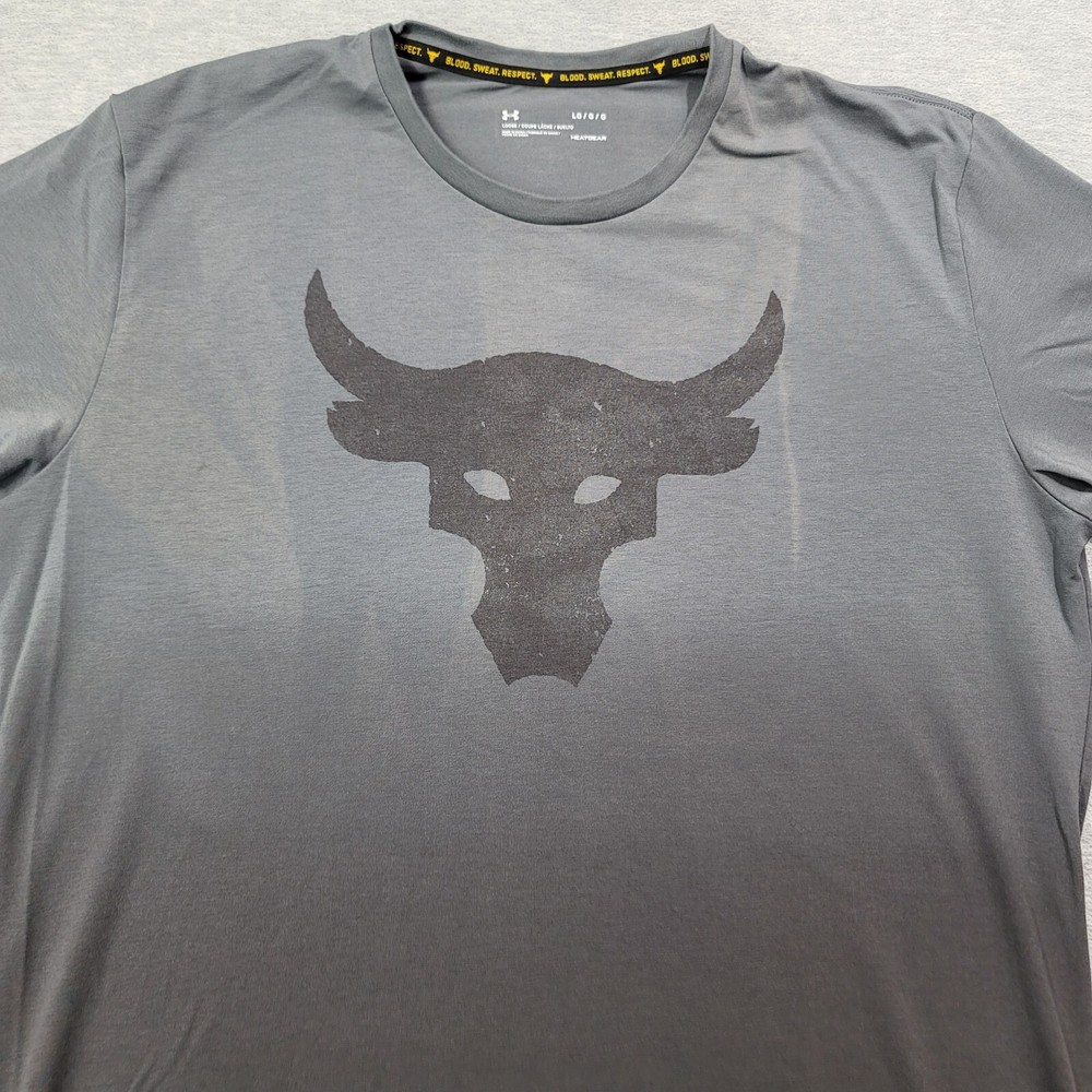 Under Armour T Shirt Mens Large Gray Loose HeatGear Blood Sweat Respect Logo Gym