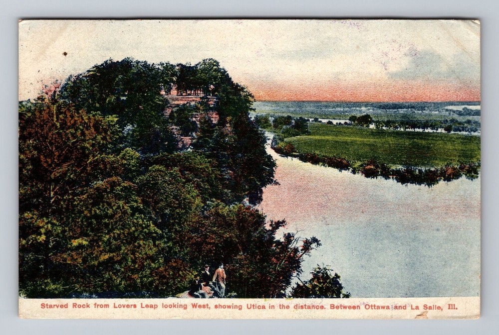 Illinois IL Ottawa Starved Rock Lovers Leap Looking West Vintage Postcard