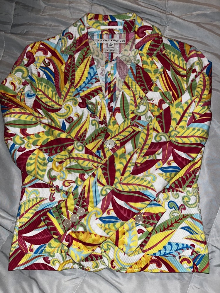 Tommy Hilfiger Paisley Blazer Womens Size 6 Stretch Colorful/Bright