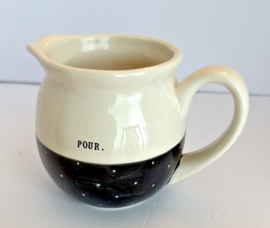 Rae Dunn POUR Creamer Pitcher Black White Artisan Collection Magneta