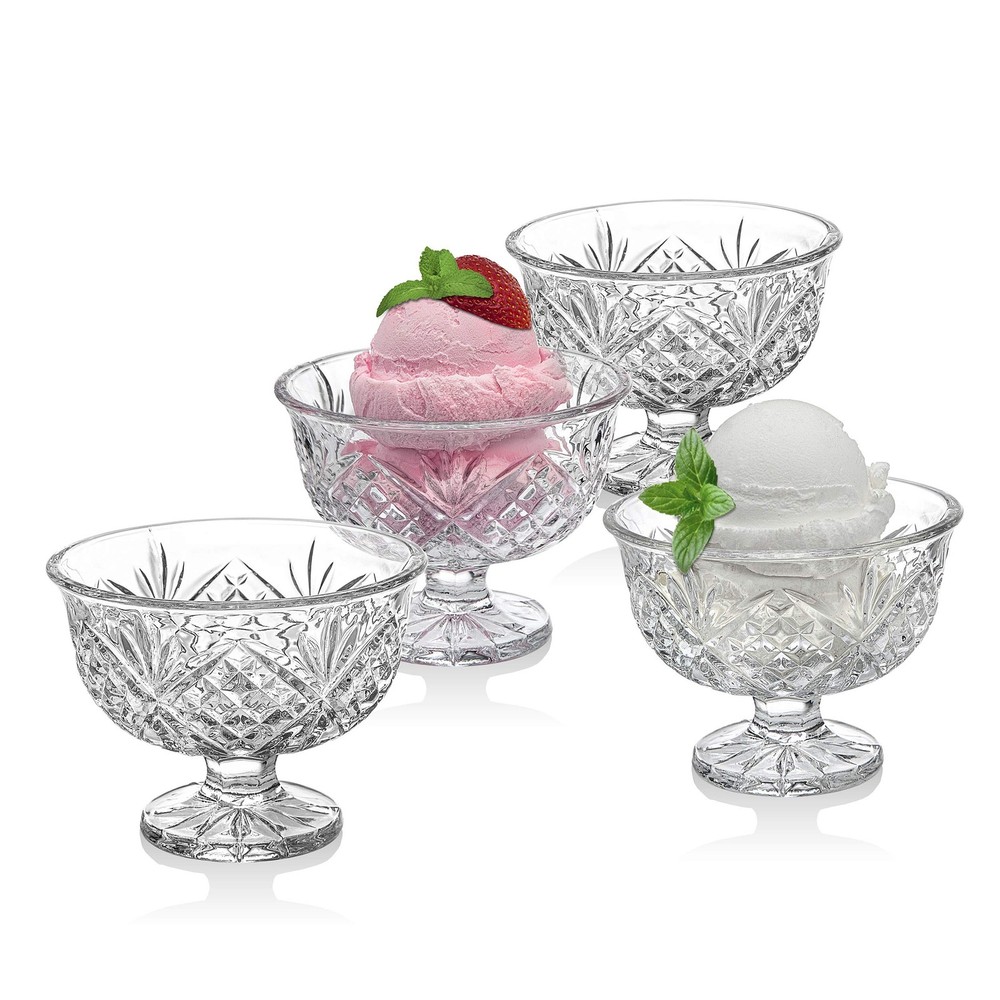 Leaded Crystal Ice Cream Dessert Bowls - Dublin Set of 4