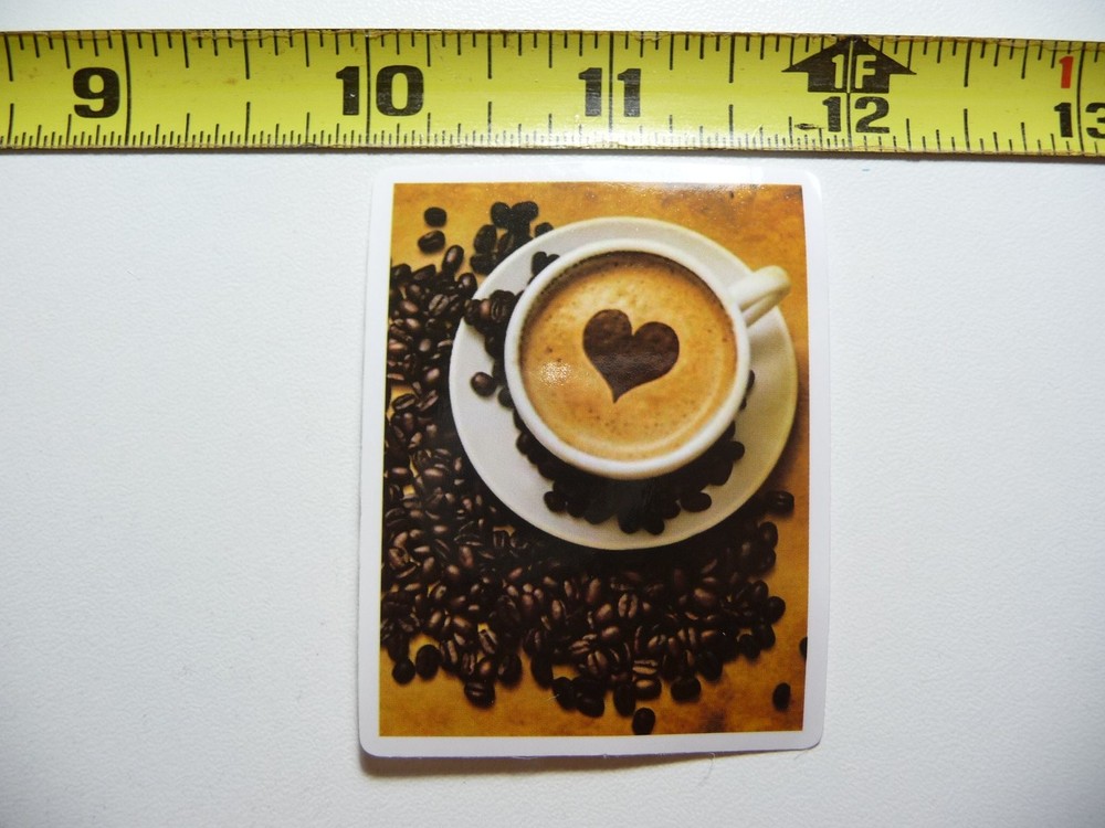 Wake Up Fun Coffee Cup Heart Decal Sticker for Beverages