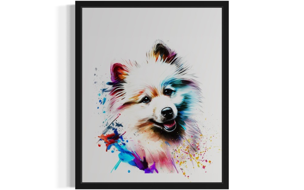 American Eskimo Dog watercolor Photo Art Print Poster Wall Art Painting