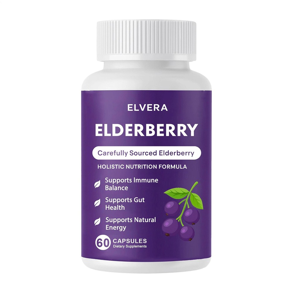Elvera Elderberry Gut Support Complex - Organic Black Elderberry Soft Capsules
