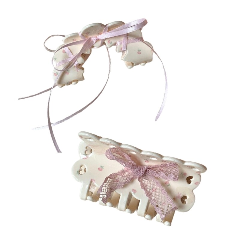 Braids Hair Claw Korean Claw Clip Acrylic Hair Grip Ribbon Bows Claw Clip