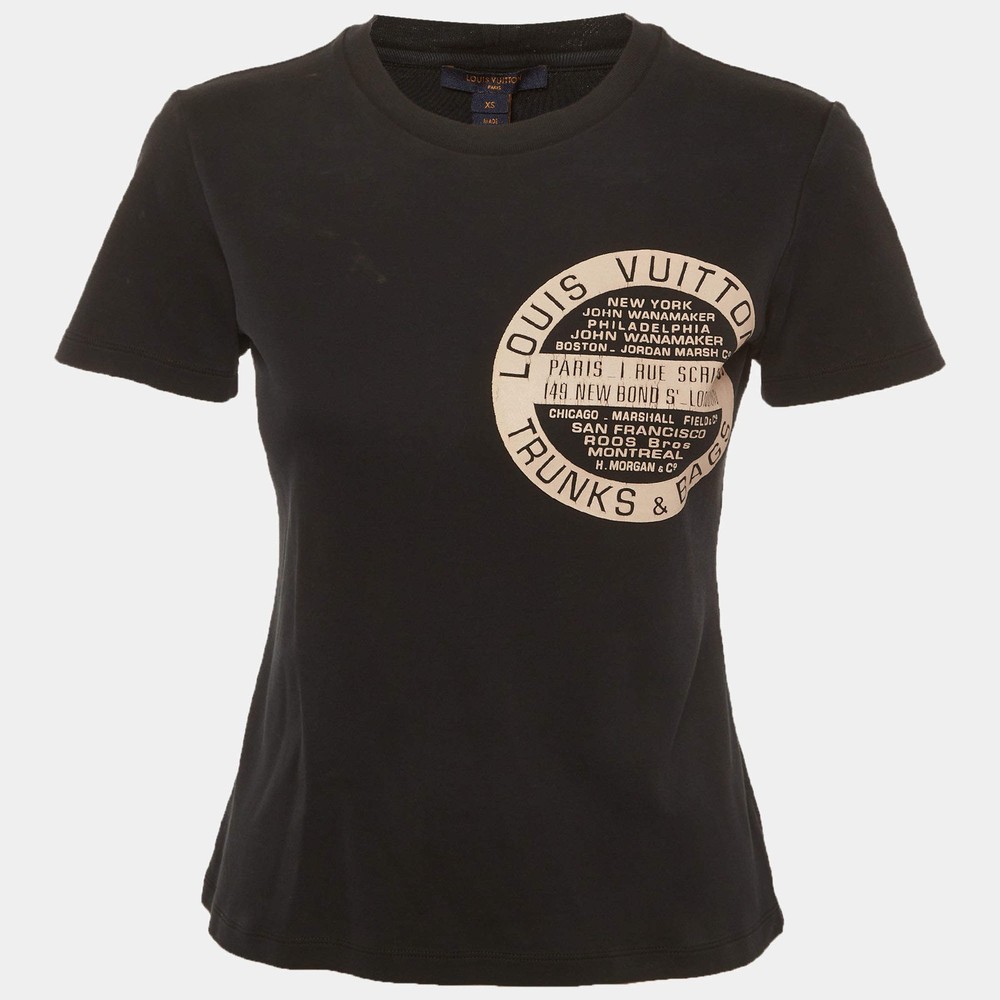 Louis Vuitton Black Printed Jersey Crew Neck TShirt XS