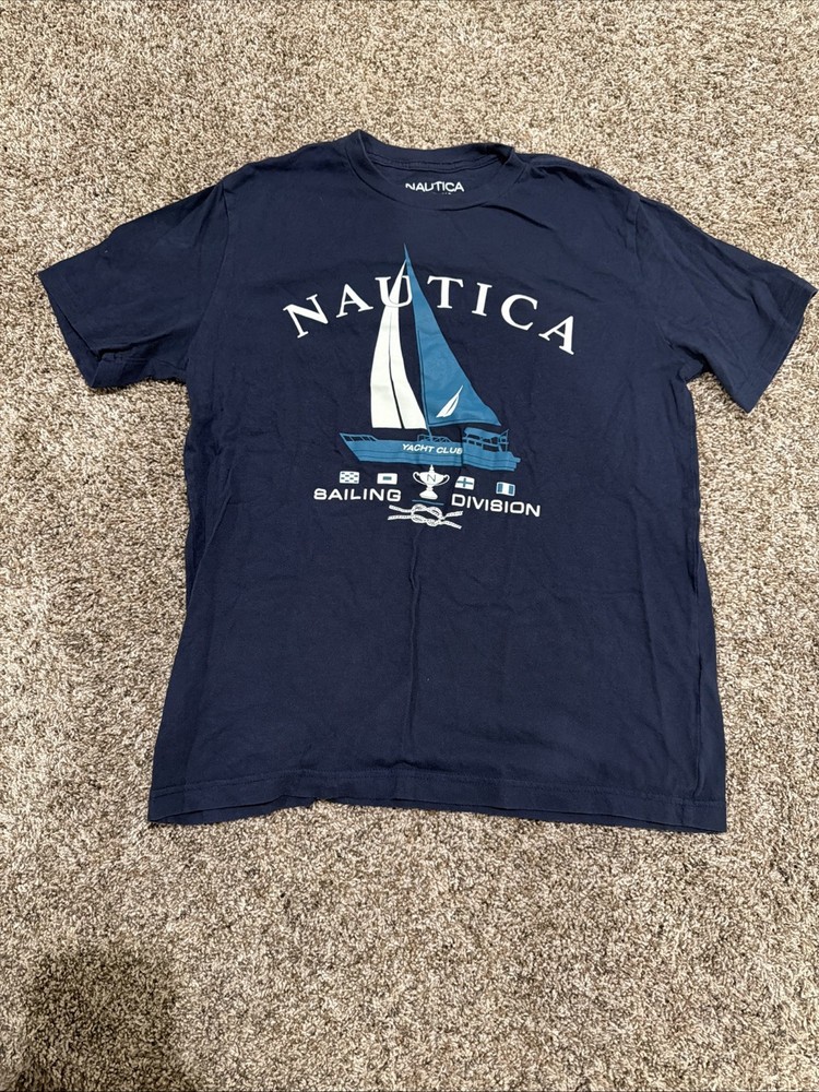 Nautica Mens Tee Shirt Graphic Logo Cotton Lightweight Blue size S