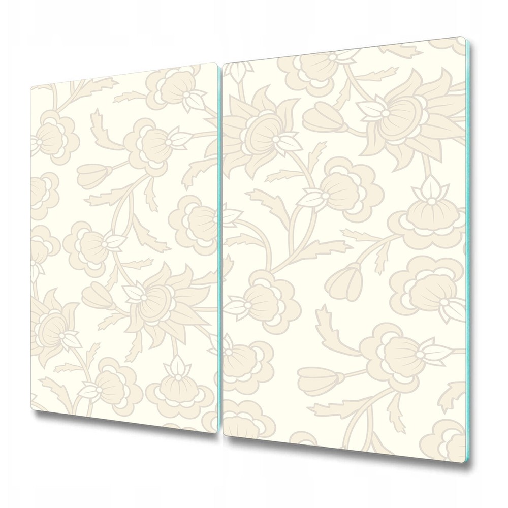 Tempered Glass Kitchen Chopping Serving Board Floral brown and grey 2x30x52
