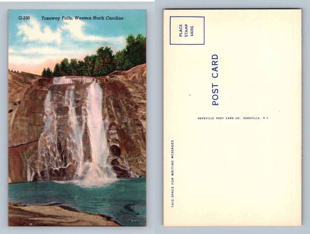 Toxaway Falls, NC-North Carolina, Western NC Waterfall Scene Vintage Postcard