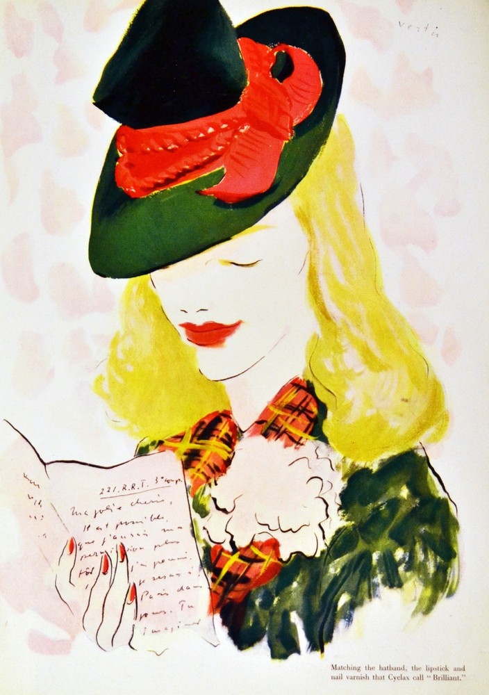 Decor Poster.Interior design Art.fashion blonde red green hat.6288