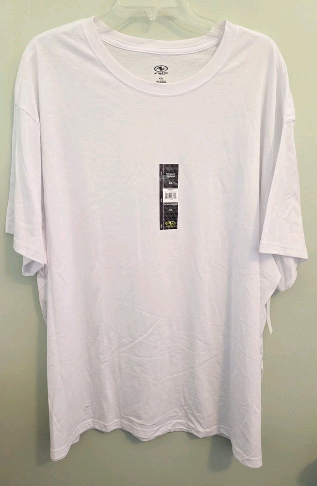 Athletic Works Men's 4XL Moisture Wicking Tee WHITE Tri-Blend T-Shirt #10726