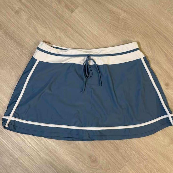 B Sport Women's Blue White Athletic Tennis Skirt Skort XL Side Tie