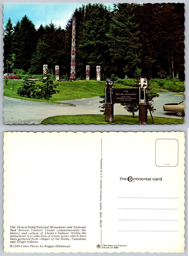 Sitka National Monument Totem Poles Alaska Postcard C.P. Johnston Hibshman