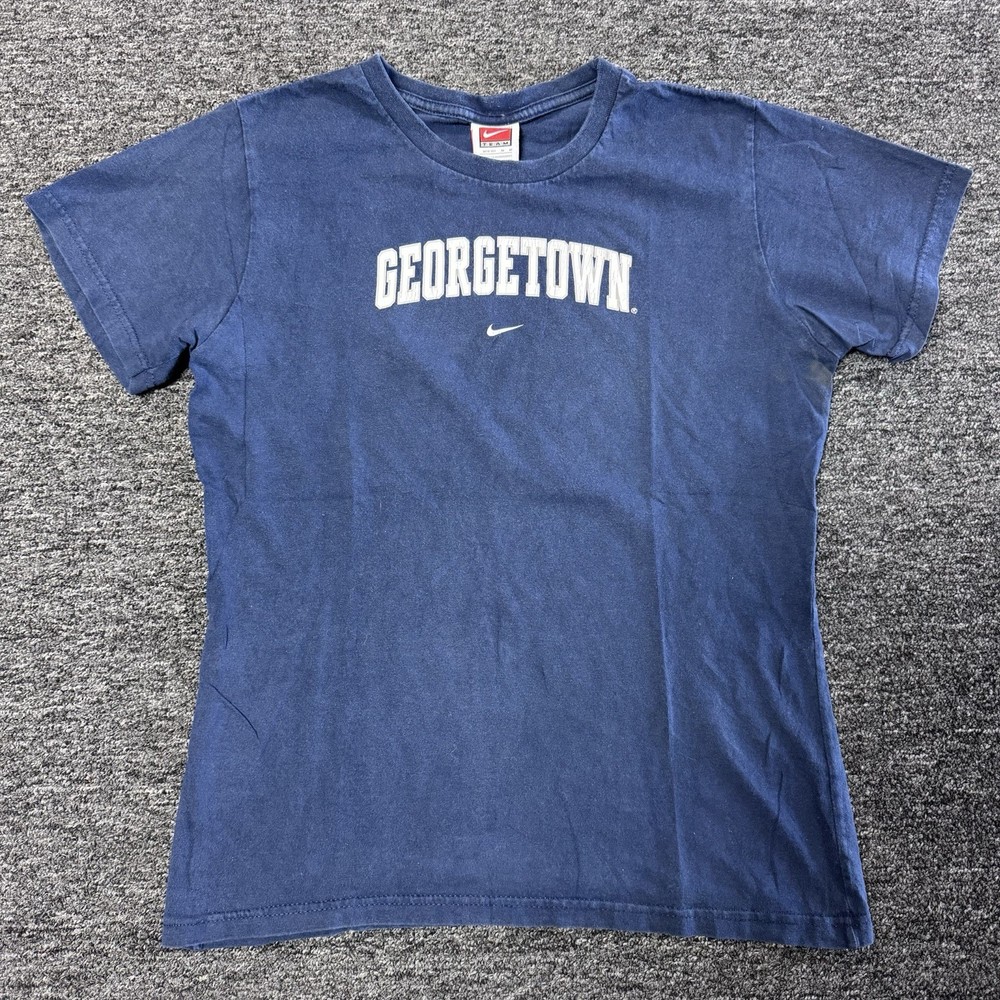Vintage Youth Girls Blue Nike Georgetown College Faded T-Shirt - Size M (8/10)