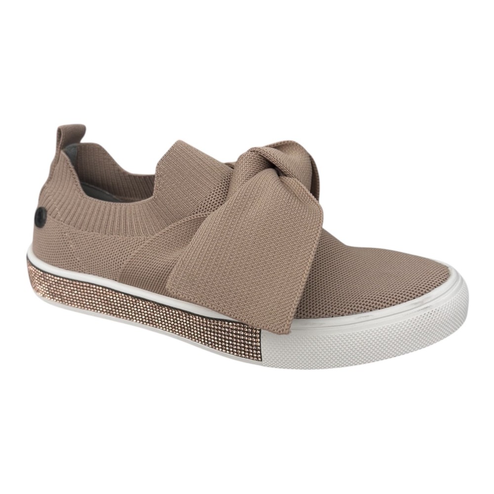 Bernie Mev Spark Sereity Blush Knit Bow Slip On Sneaker Comfort Everyday | NWB.