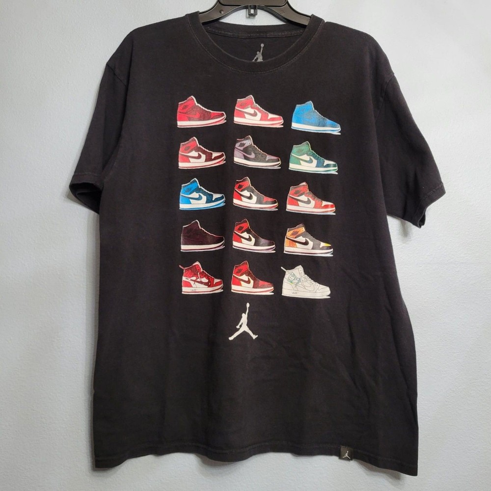 Nike AIR JORDAN 1 AJ 1 Graphic T-Shirt Mens Large Black Sneaker Kicks Tee Retro