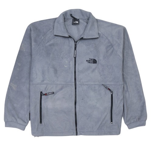 The North Face Mens Fleece Jacket Grey Polartec Full Zip Embroidered Logo L