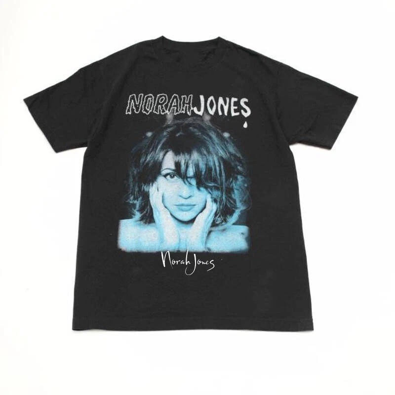 Vintage Norah Jones Hearts Cotton Black Unisex Tee Sizes S-5XL